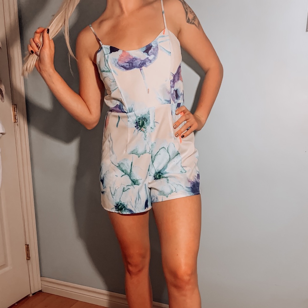 Floral White Romper
